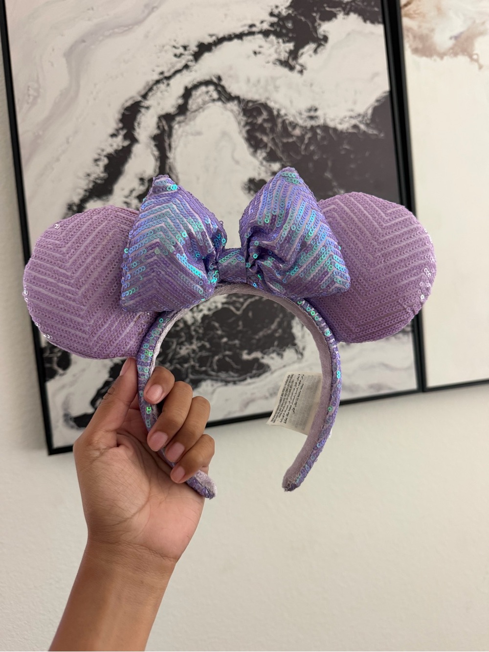 Sequin purple Disney ears and bow